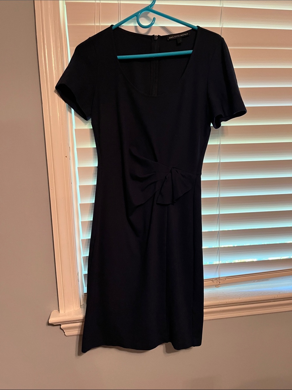 Saks Fifth Avenue Navy Short-Sleeve Sheath Dress with Bow Detail